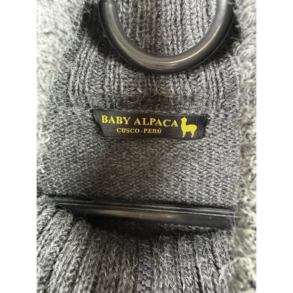 Baby Alpaca Cusco Peru Full Zip Sweater‎ Gray Soft Knit Men's Large